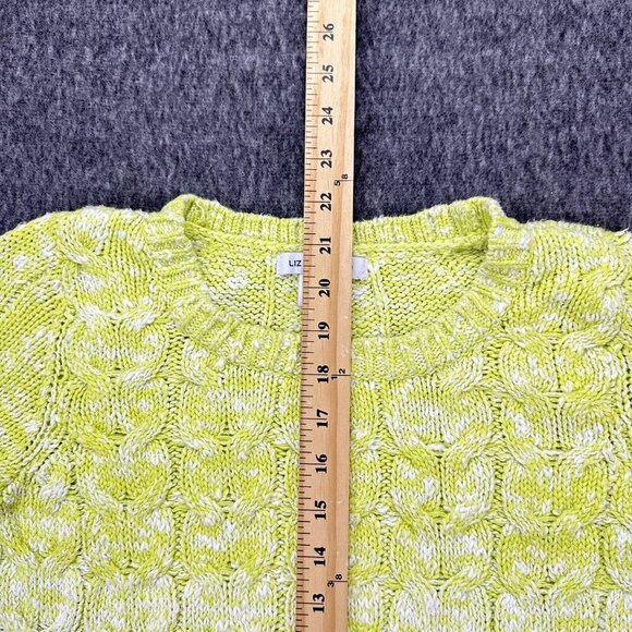 Liz Claiborne Green and White Ombré Cable Knit Sweater Pullover Petite Medium - Picture 4 of 7